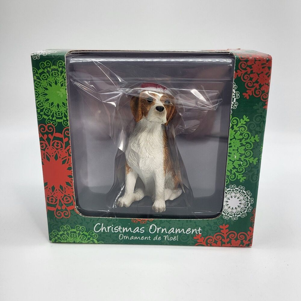 Vintage Sandra Brue Sandicast Beagle Sitting Ornament XSO001 in Box 3.5” Long